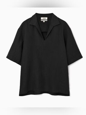 COS Relaxed Linen Resort Shirt Black Men’s , XS